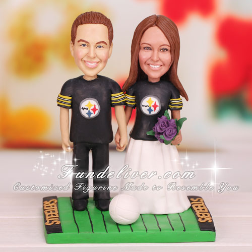 Pittsburgh Steelers Football Wedding Cake Toppers - Click Image to Close